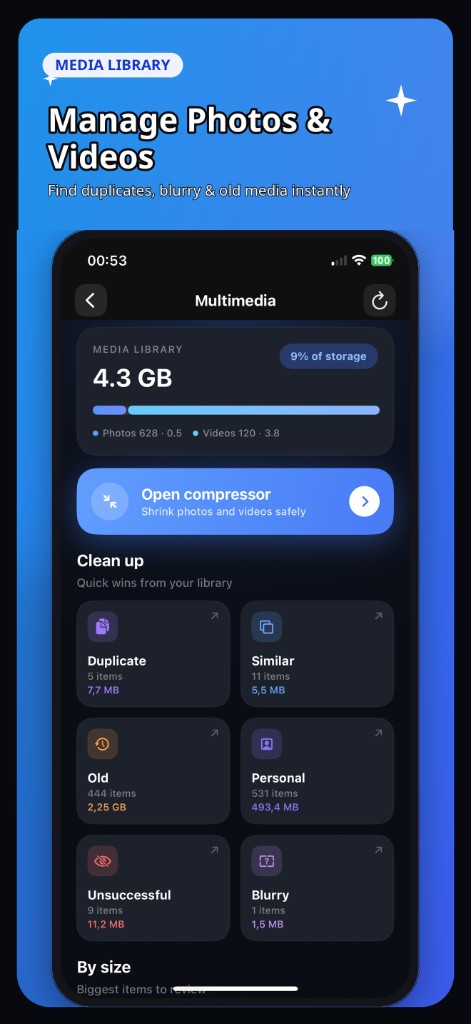 Multimedia cleanup categories